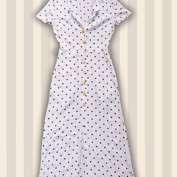Second Hand Wilfred White + black polka dot button-up dress - Size: XSmall - Picture 4 of 7